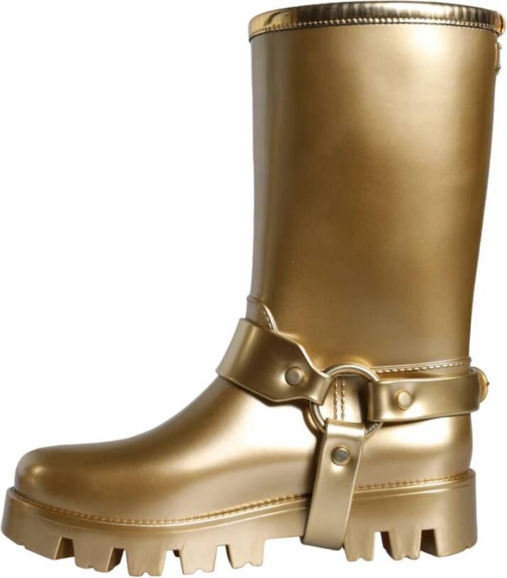 Dolce & Gabbana Gouden metallic PVC regenlaarzen Yellow Dames