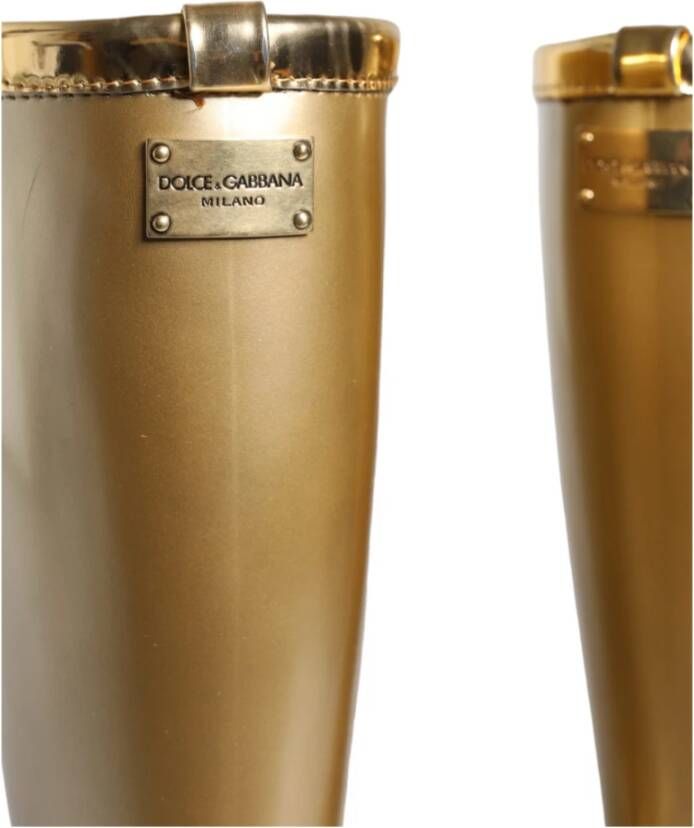 Dolce & Gabbana Gouden metallic PVC regenlaarzen Yellow Dames