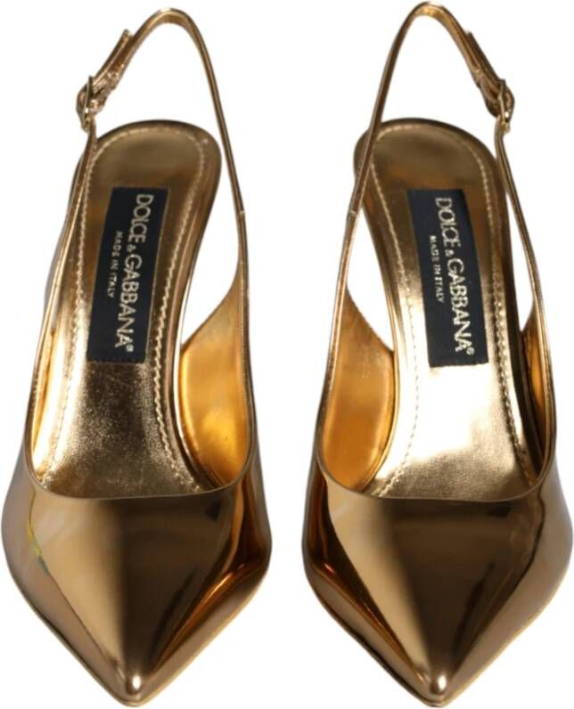 Dolce & Gabbana Gouden Patentleren Slingback Hakken Yellow Dames