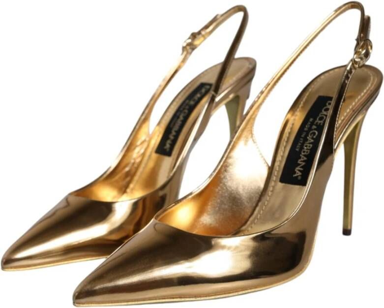 Dolce & Gabbana Gouden Patentleren Slingback Hakken Yellow Dames