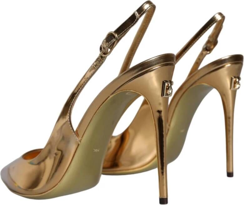 Dolce & Gabbana Gouden Patentleren Slingback Hakken Yellow Dames