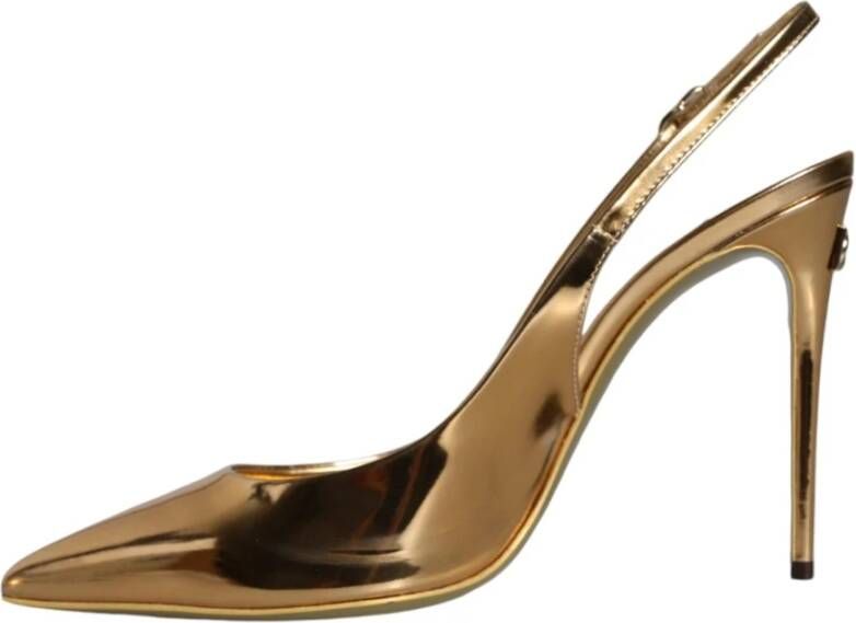 Dolce & Gabbana Gouden Patentleren Slingback Hakken Yellow Dames