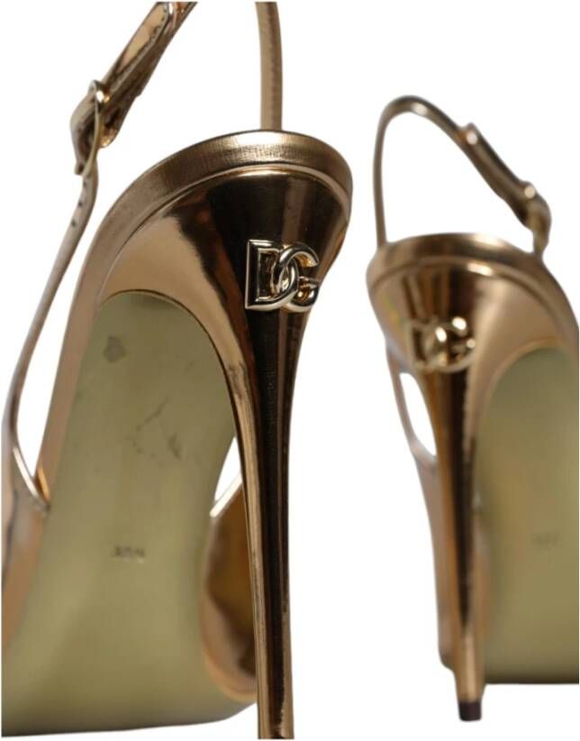 Dolce & Gabbana Gouden Patentleren Slingback Hakken Yellow Dames