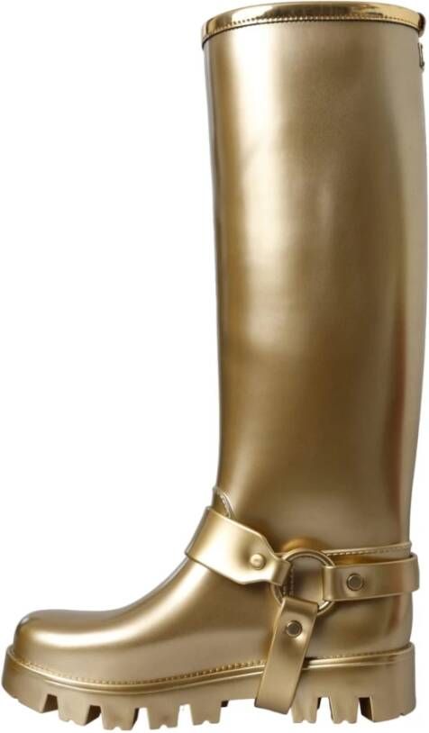 Dolce & Gabbana Gouden PVC regenlaarzen stijlvolle afwerking Yellow Dames