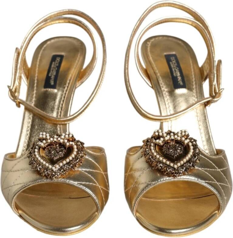 Dolce & Gabbana Gouden Stiletto Hakken Sandalen Yellow Dames