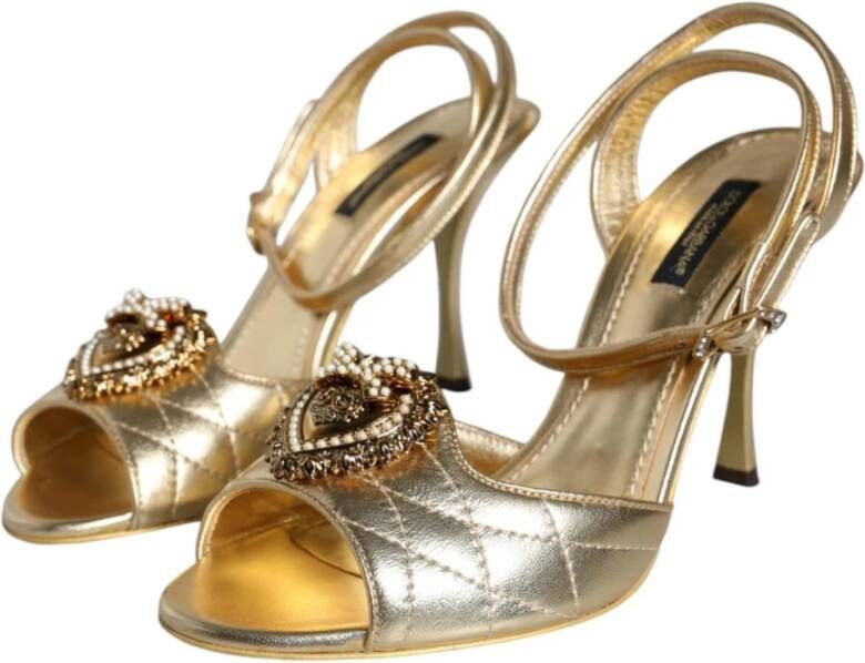 Dolce & Gabbana Gouden Stiletto Hakken Sandalen Yellow Dames