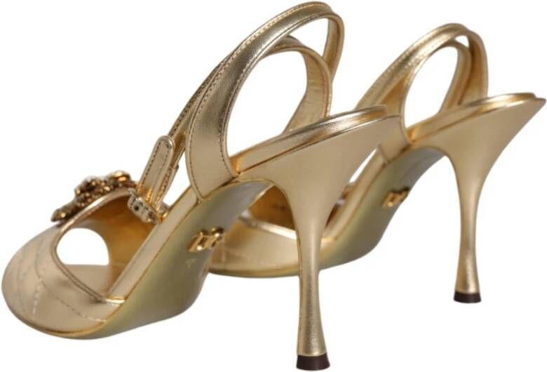 Dolce & Gabbana Gouden Stiletto Hakken Sandalen Yellow Dames