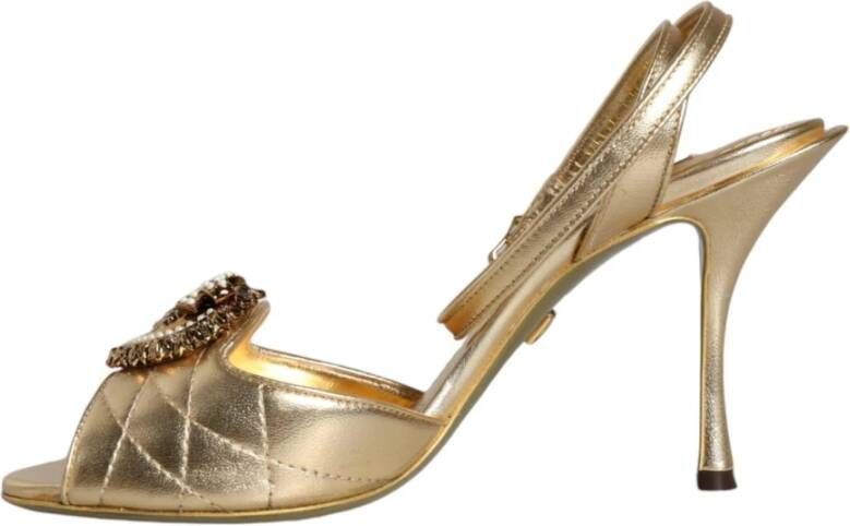 Dolce & Gabbana Gouden Stiletto Hakken Sandalen Yellow Dames