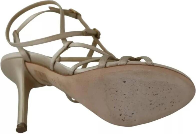 Dolce & Gabbana Gouden Zijden Enkelband Sandalen Yellow Dames