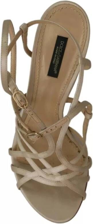 Dolce & Gabbana Gouden Zijden Enkelband Sandalen Yellow Dames