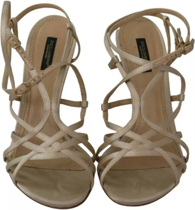 Dolce & Gabbana Gouden Zijden Enkelband Sandalen Yellow Dames