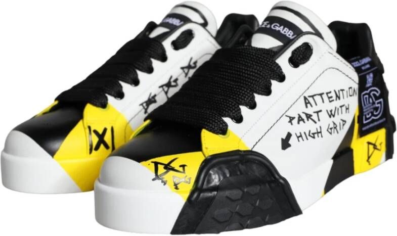 Dolce & Gabbana Graffiti Leren Sneakers Multicolor Heren