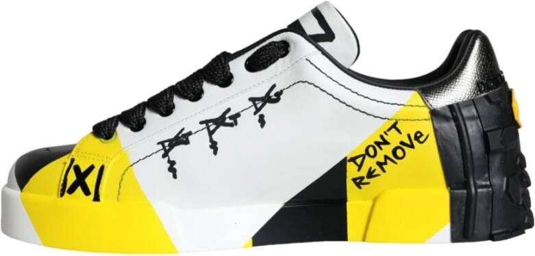 Dolce & Gabbana Graffiti Leren Sneakers Multicolor Heren