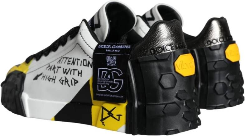 Dolce & Gabbana Graffiti Leren Sneakers Multicolor Heren