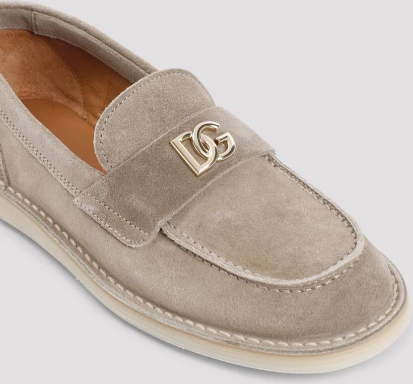 Dolce & Gabbana Grijze Medium Loafer Schoenen Beige Dames