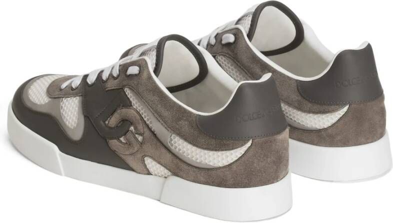 Dolce & Gabbana Grijze Mesh Sneakers met Reflecterende Details Gray Heren