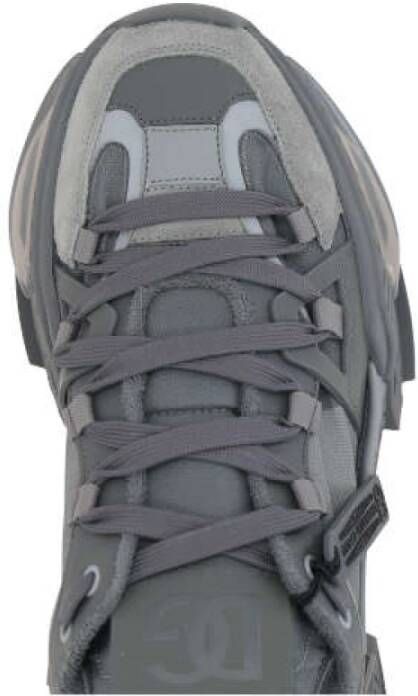 Dolce & Gabbana Grijze Nylon en Suède Lage Sneakers met Reflecterende Details Gray Heren