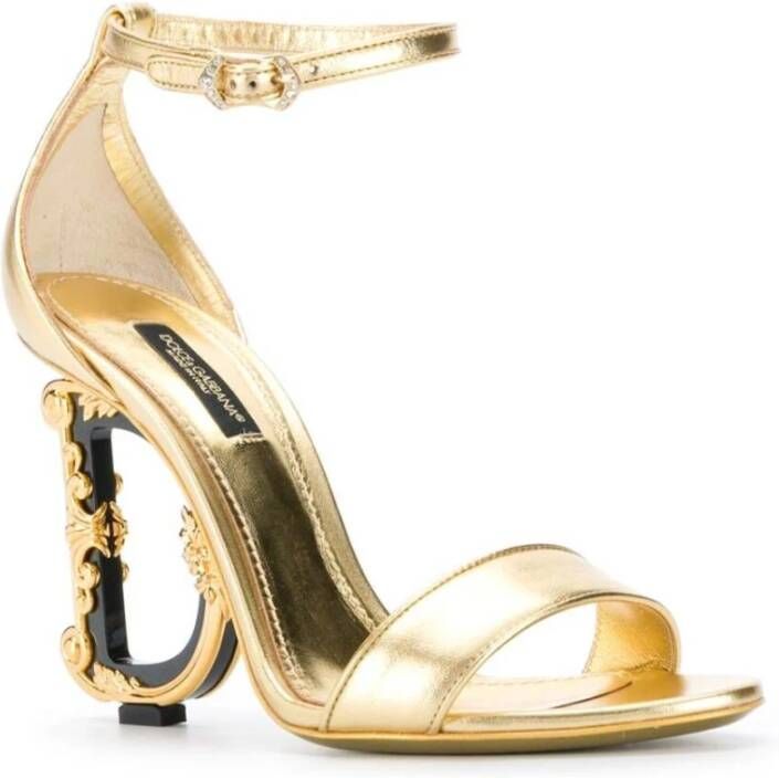 Dolce & Gabbana Grijze Sandalen met Juweelgesp Yellow Dames