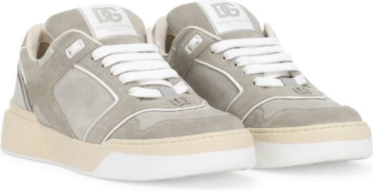 Dolce & Gabbana Grijze Suède Sneakers Paneeldesign Gray Heren