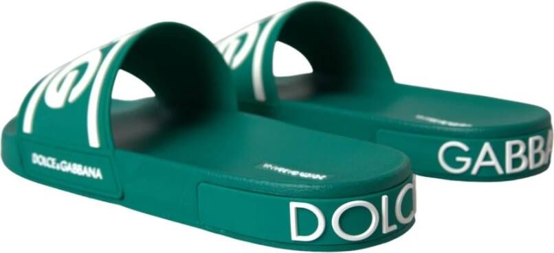 Dolce & Gabbana Groen Wit Rubber Strand Sandalen Green Heren