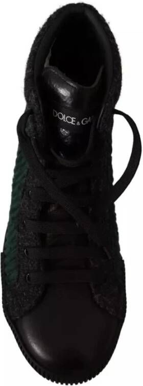 Dolce & Gabbana Groen Zwart Corduroy High Top Sneakers Black Heren