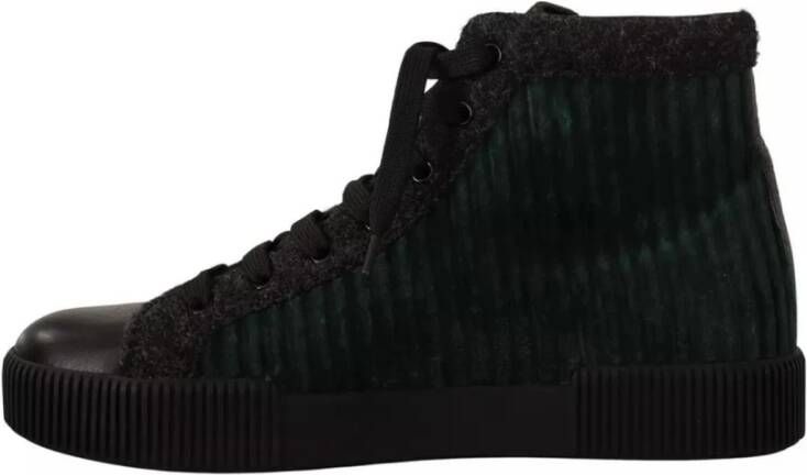 Dolce & Gabbana Groen Zwart Corduroy High Top Sneakers Black Heren