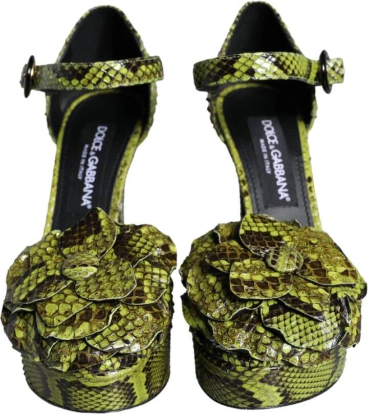 Dolce & Gabbana Groene exotische leren enkelband hakken sandalen schoenen Green Dames