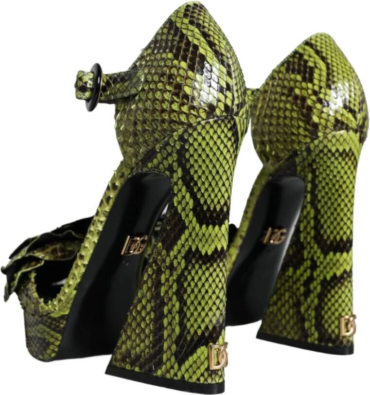 Dolce & Gabbana Groene exotische leren enkelband hakken sandalen schoenen Green Dames