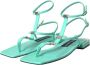 Dolce & Gabbana Groene leren enkelband platte sandalen Blue Dames - Thumbnail 3