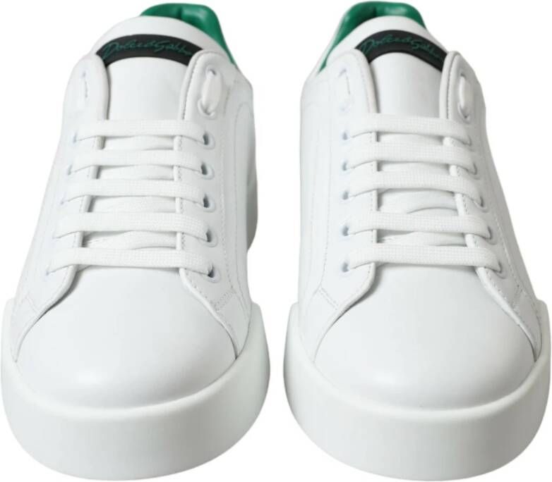 Dolce & Gabbana Groene Leren Lage Sneakers White Heren