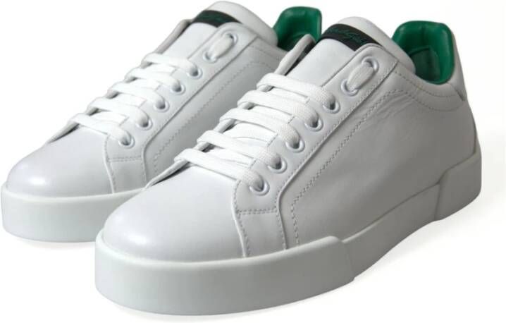 Dolce & Gabbana Groene Leren Lage Sneakers White Heren