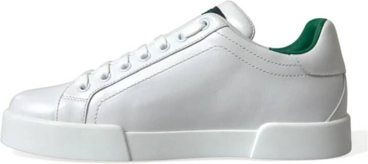 Dolce & Gabbana Groene Leren Lage Sneakers White Heren