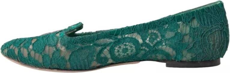 Dolce & Gabbana Groene Taormina Lace Slip On Flats Green Dames