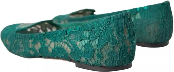 Dolce & Gabbana Groene Taormina Lace Slip On Flats Green Dames