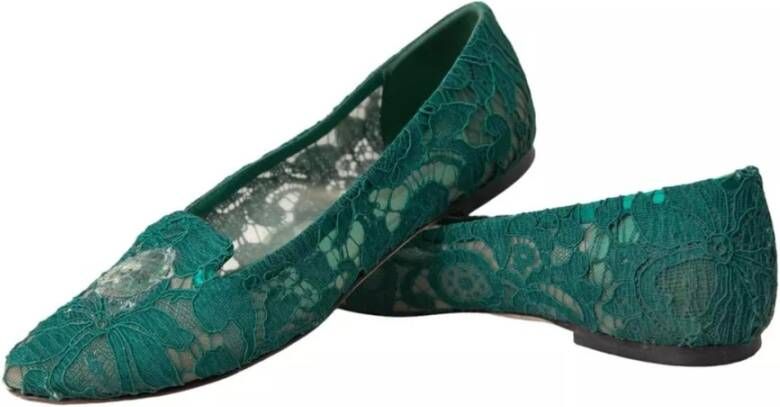 Dolce & Gabbana Groene Taormina Lace Slip On Flats Green Dames