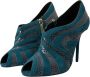 Dolce & Gabbana Blauwe Teal Snakeskin Peep Toe Booties Blue Dames - Thumbnail 7