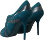 Dolce & Gabbana Blauwe Teal Snakeskin Peep Toe Booties Blue Dames - Thumbnail 8