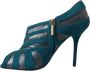 Dolce & Gabbana Blauwe Teal Snakeskin Peep Toe Booties Blue Dames - Thumbnail 9