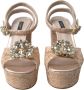 Dolce & Gabbana Luxe Roze Kant Platform Hakken Pink Dames - Thumbnail 3