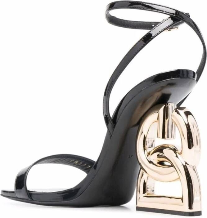 Dolce & Gabbana Metalen Monogram Hak Leren Sandalen Black Dames