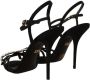 Dolce & Gabbana Zwarte Kristal Boog Hak Sandalen Black Dames - Thumbnail 10