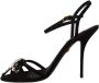 Dolce & Gabbana Zwarte Kristal Boog Hak Sandalen Black Dames - Thumbnail 11