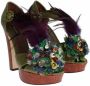 Dolce & Gabbana Kristallen Hak Caiman Krokodillenleren Schoenen Green Dames - Thumbnail 2