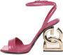 Dolce & Gabbana Roze Krokodillenprint Hoge Hak Sandalen Pink Dames - Thumbnail 12