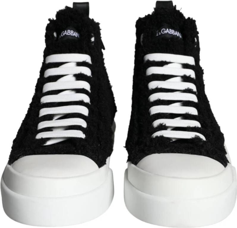 Dolce & Gabbana Hoge Top Sneaker Schoenen Zwart Wit Black Heren