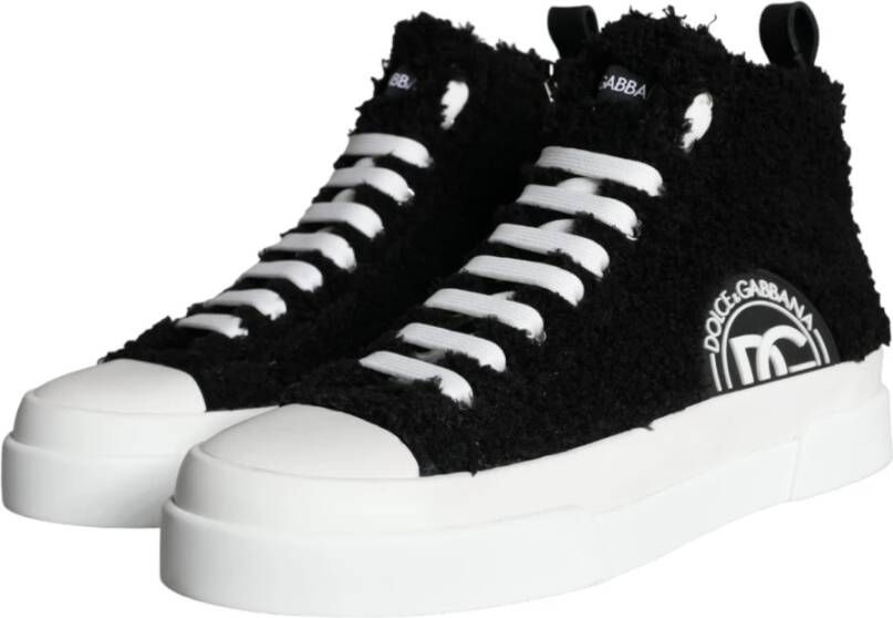 Dolce & Gabbana Hoge Top Sneaker Schoenen Zwart Wit Black Heren