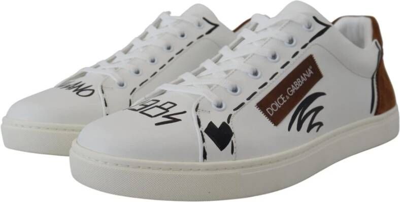 Dolce & Gabbana Italiaans Vervaardigde Leren Sneakers White Heren