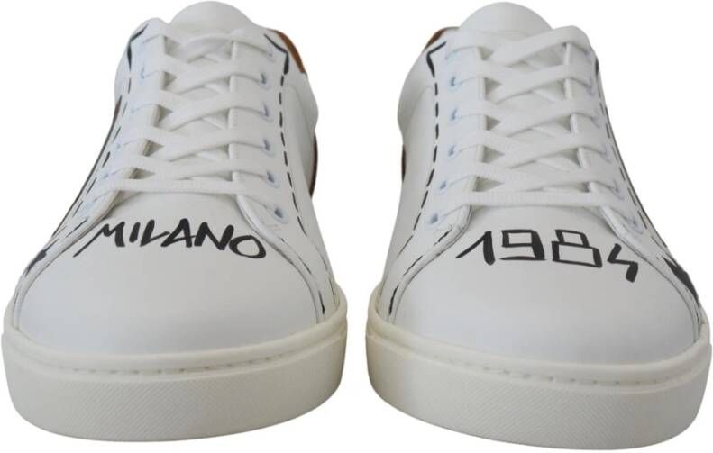 Dolce & Gabbana Italiaans Vervaardigde Leren Sneakers White Heren