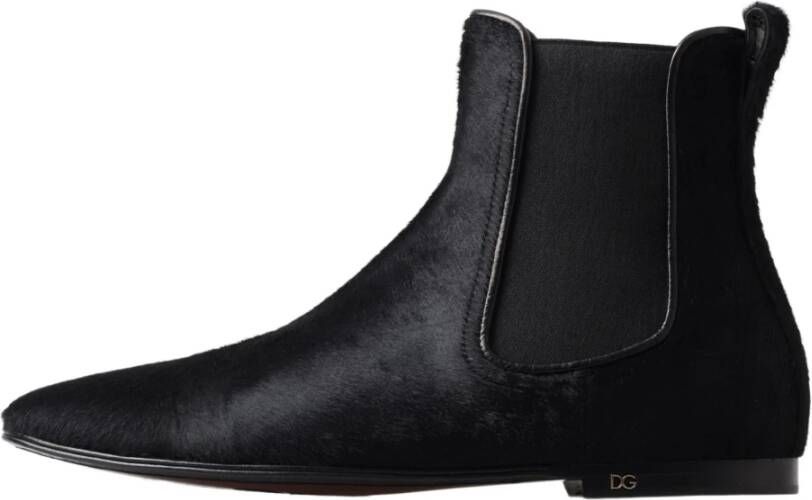 Dolce & Gabbana Italiaanse Leren Chelsea Boots Black Heren