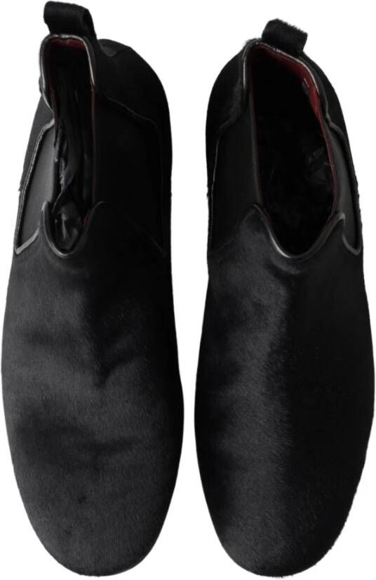 Dolce & Gabbana Italiaanse Leren Chelsea Boots Black Heren